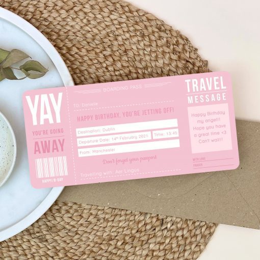 Pink Birthday Boarding Pass - Designed by Rodo Creative - Wedding stationery and greetings card design