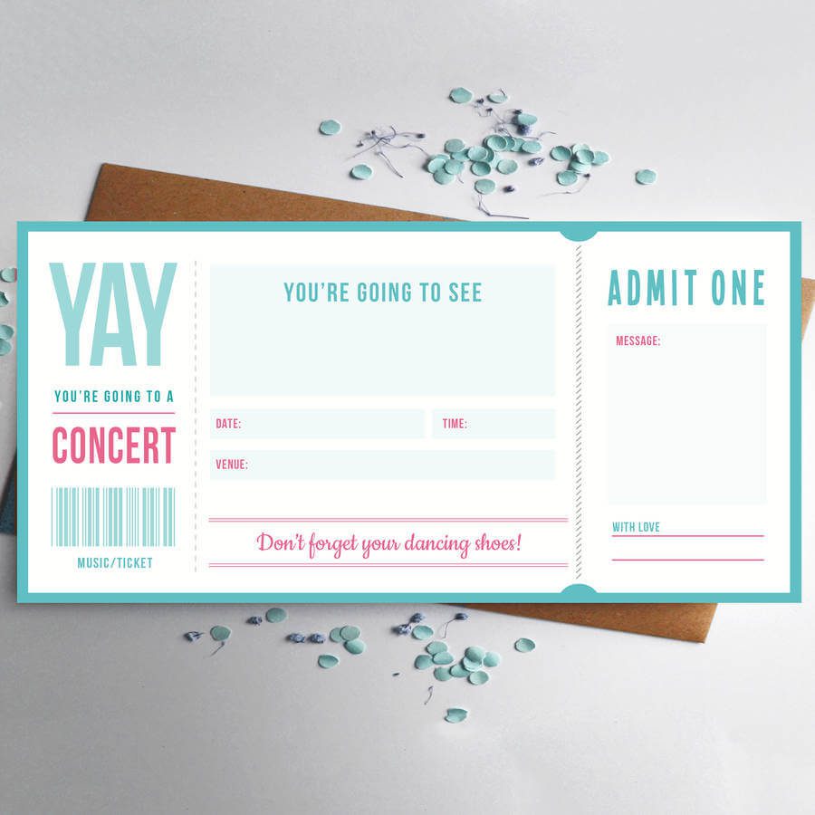 Music Ticket Gift For That Special Someone Can Be Personalised By Rodo 