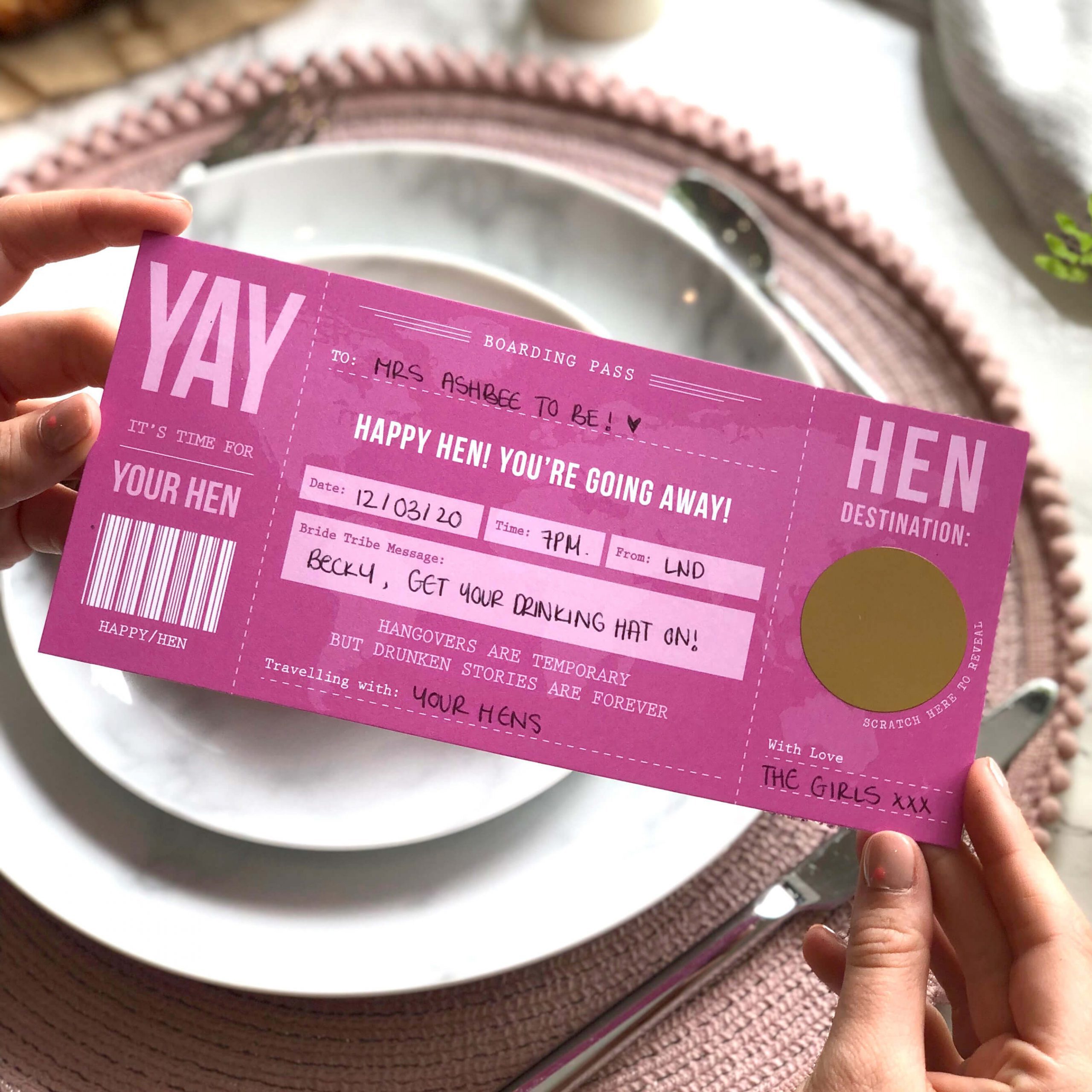 Hen Party Scratch Off Boarding Pass Designed By Rodo Creative In Manchester Rodo Creative