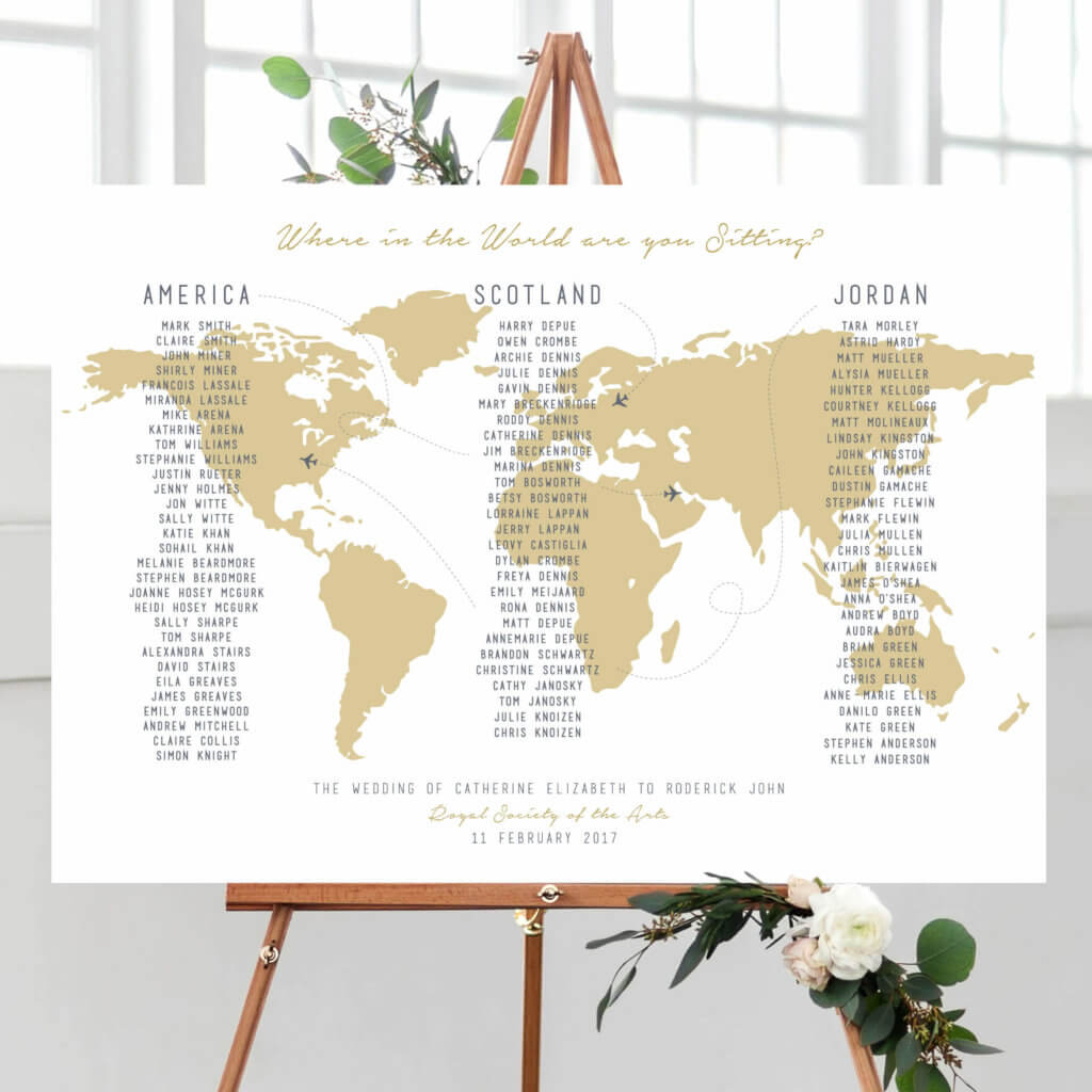 Where In The World Table Plan, Pin Point Your Favourite Destinations.