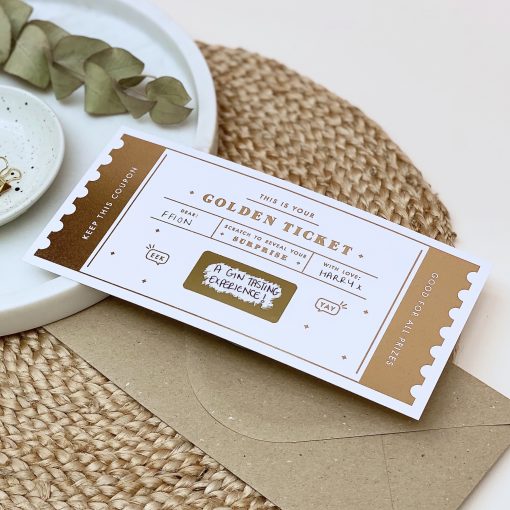 The Golden Ticket Scratch off card - Designed by Rodo Creative