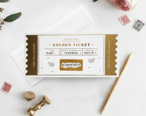 Golden Ticket scratch off - Designed by Rodo Creative in Manchester