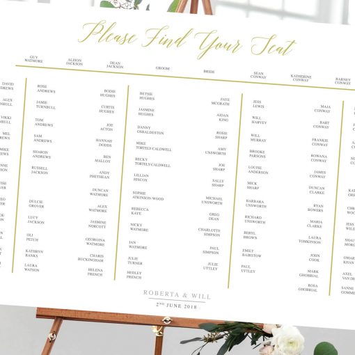 Elegant Gold Table Plan - Designed by Rodo Creative in Manchester